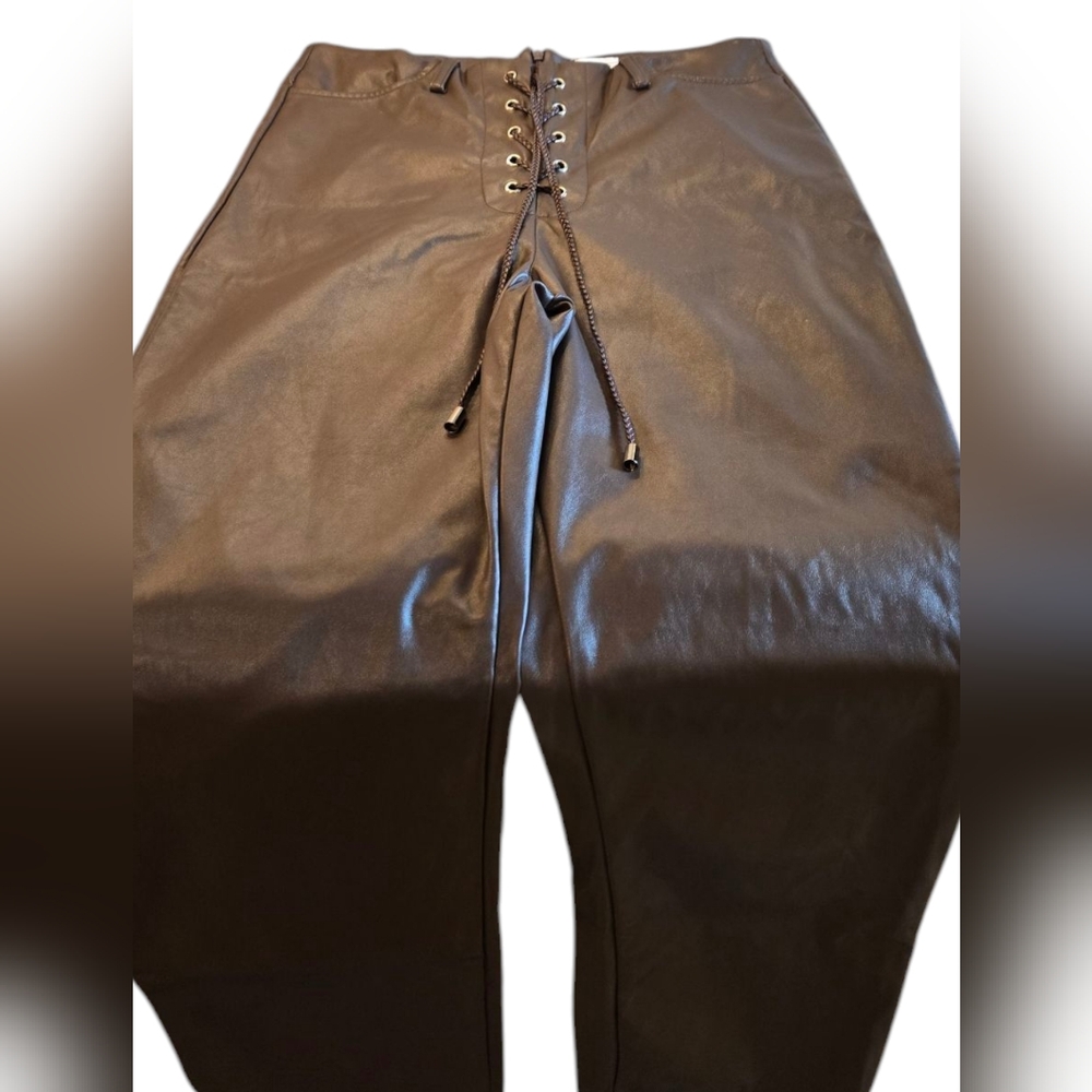 Princess Polly Faux Leather Brown Pants Size 6